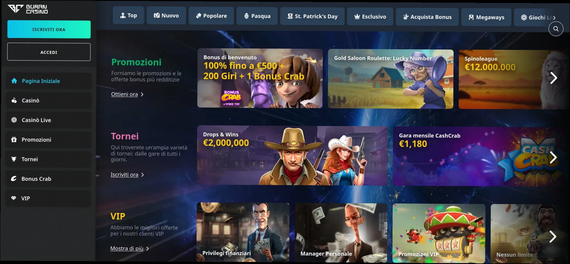 Buran Casino - 150% fino a €700 + 200 Giri Gratuiti